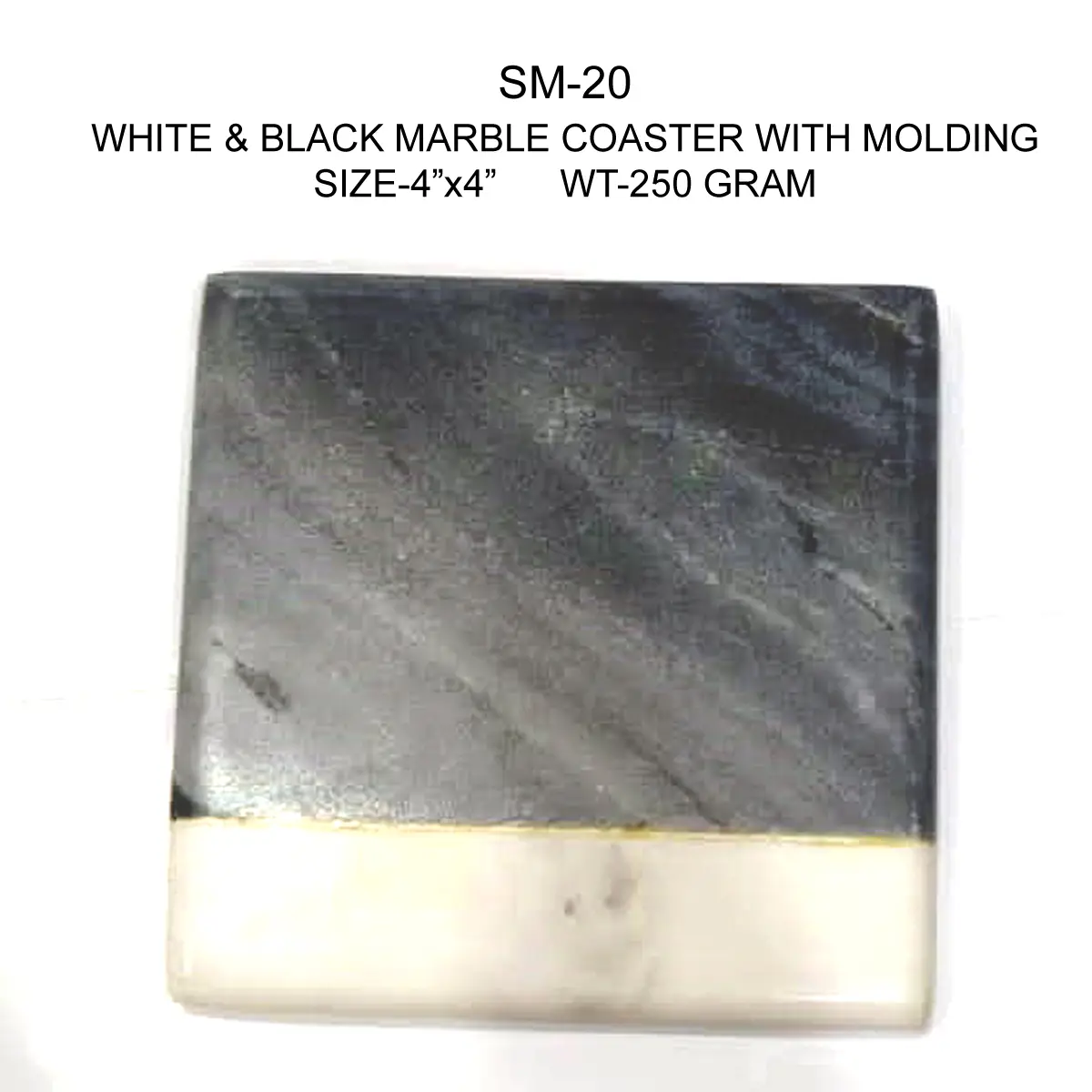 WHITE & BLACK MARBLE COASTER WITH MOLDING